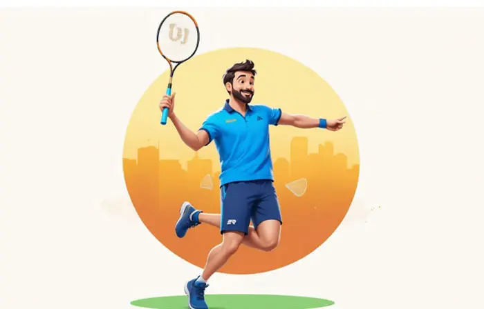 Tennis Player with Bat 3D Design Character Illustration